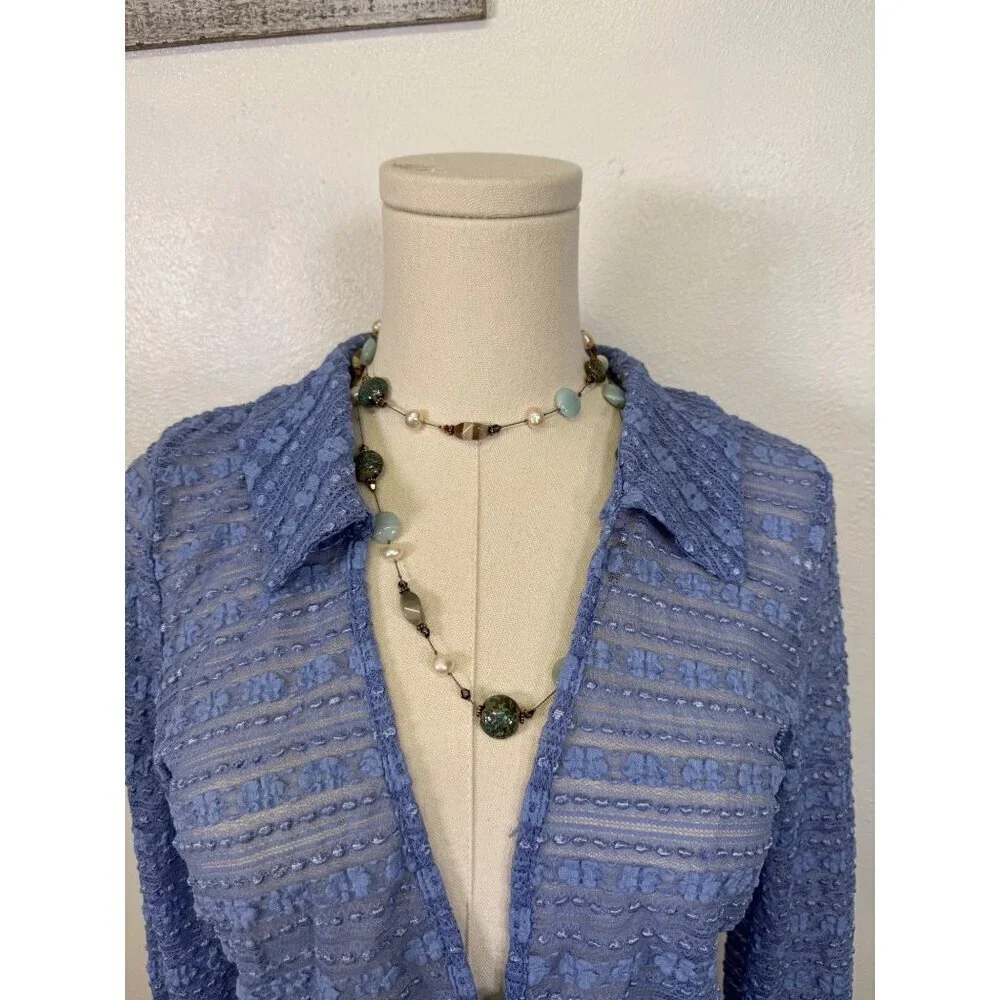 Anthropologie Long-Sleeve V-Neck Floral Lace Top lavender Sheer Blouse Romantic